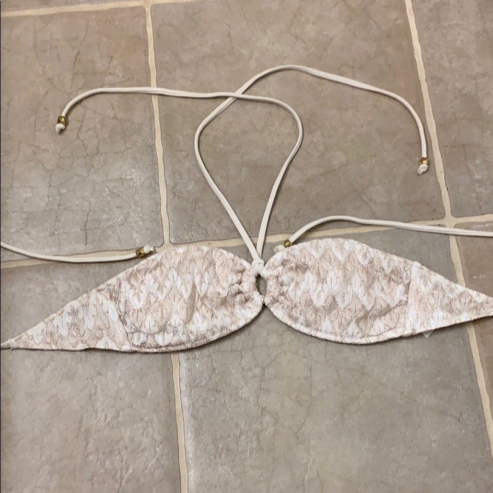 H&M Gold and White Patterned Bikini Top